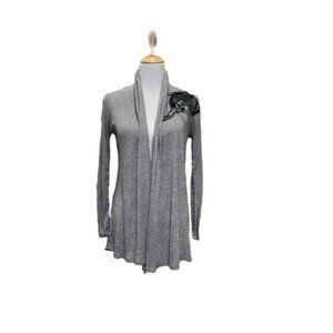 Y2K Phanuel embroidered gray black wool sweater duster M